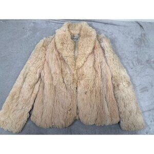 VINTAGE 70s Womans Kamal Fur Beige Coat Size Large